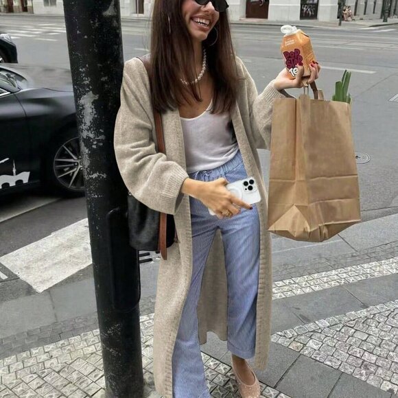 casual womens open front knit sweater cardigan - Picture 6 of 9